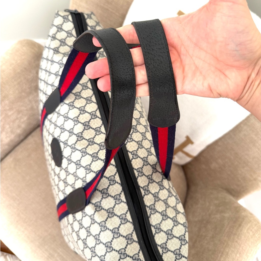 Gucci authentic XL tote bag travel bag weekender grey navy monogram canvas - Picture 12 of 15